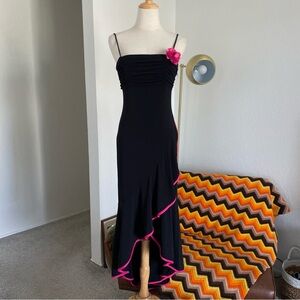 Y2K Blondie Nites by Linda Bernell Flower Ruched Asymmetrical Prom Dance Dress